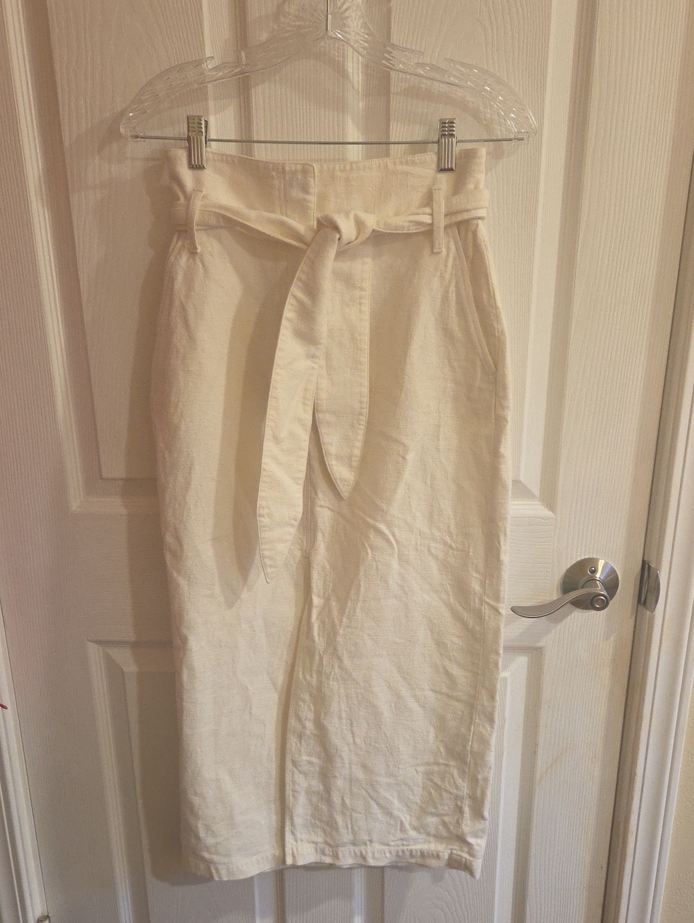 And Other Stories Paris Atelier White High-Waist Tie Belt Midi Skirt